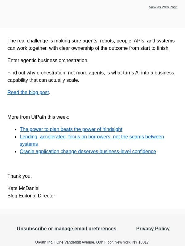 Your agents aren’t the problem email from UiPath