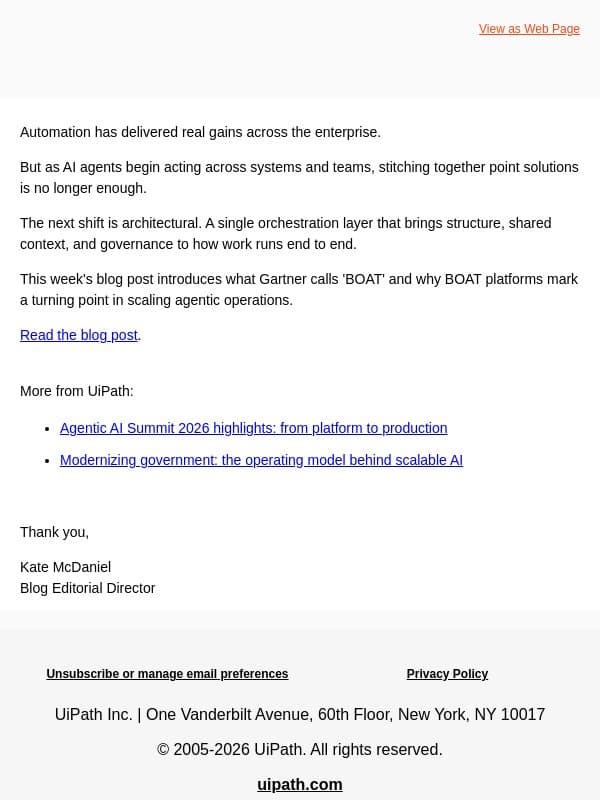 Don't miss the BOAT email from UiPath