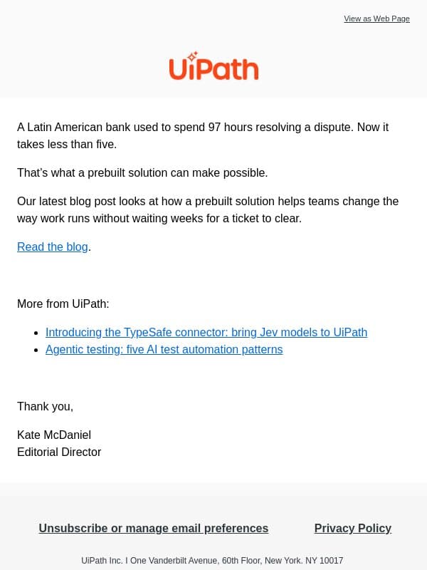 From 97 hours to under 5 email from UiPath