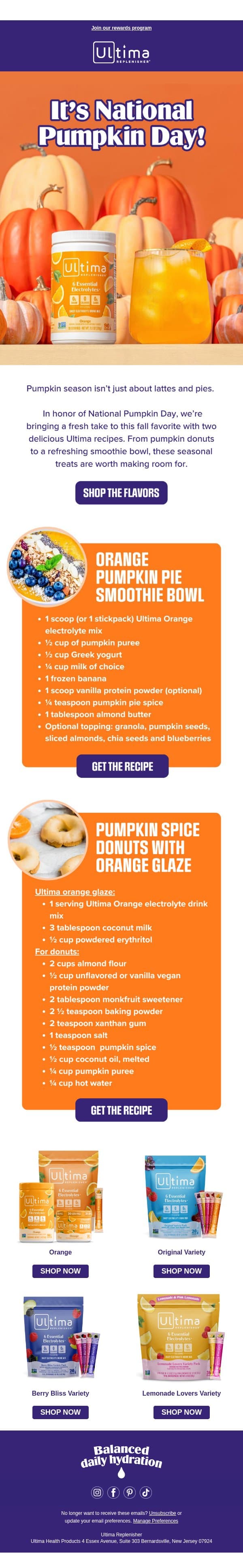 Oh My Gourd, It’s Pumpkin Day! 🎃 email from Ultima Replenisher screenshot