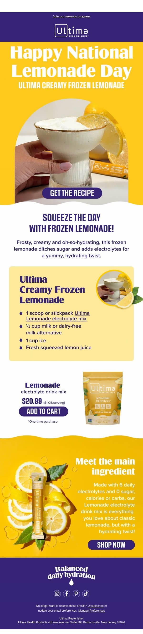 Squeeze the day π email from Ultima Replenisher screenshot
