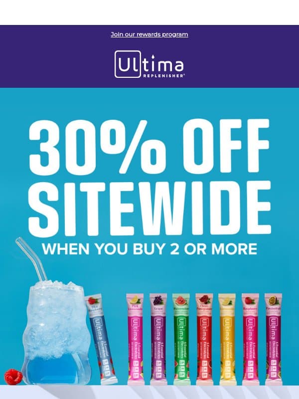 30% off? We'll cheers to that π₯€ email from Ultima Replenisher