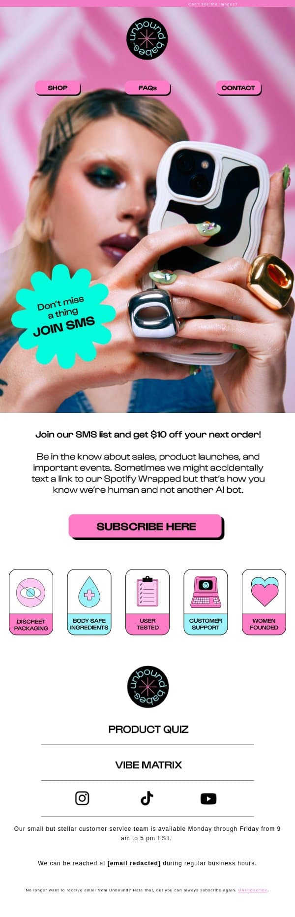 Undersexed? Send us a text! π¬ email from Unbound screenshot
