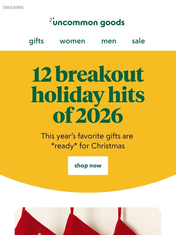 12 breakout holiday hits email from Uncommon Goods