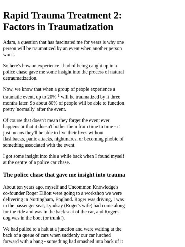 Why do some get traumatized while others don’t? email from Uncommon Knowledge