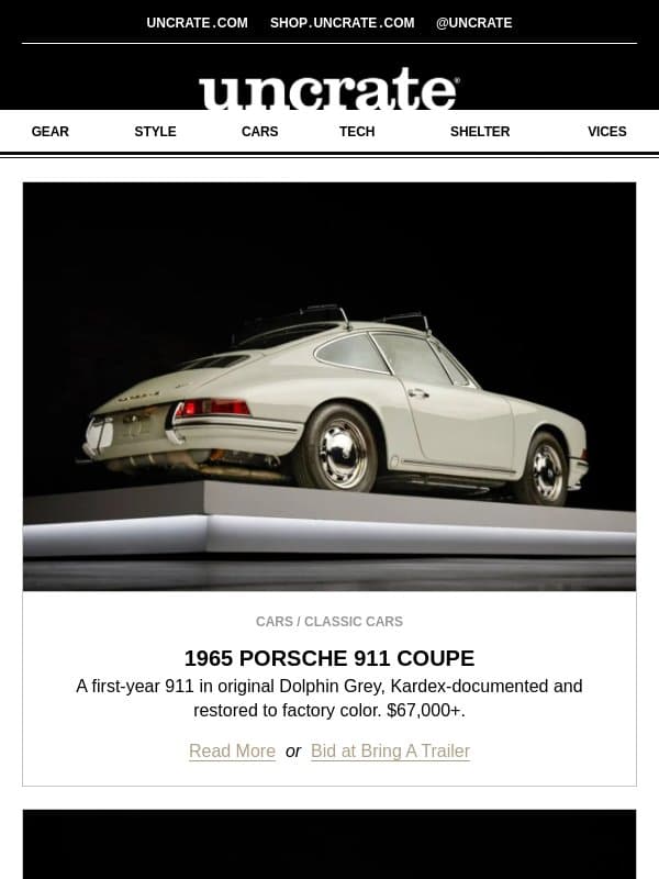 1965 Porsche 911 Coupe & more email from Uncrate