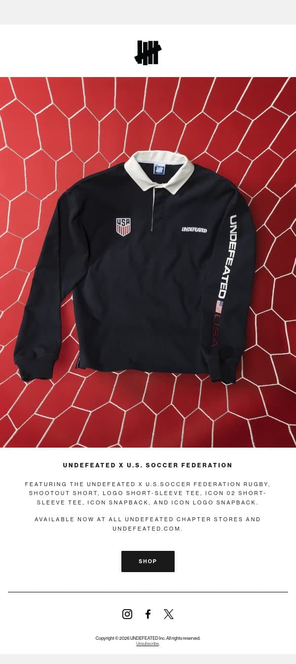 UNDEFEATED x U.S. Soccer Federation - Available Now email from Undefeated screenshot
