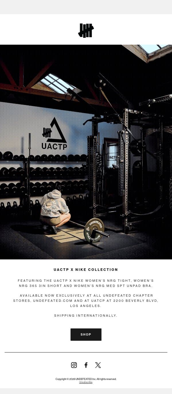 UACTP x Nike - Available Now email from Undefeated screenshot