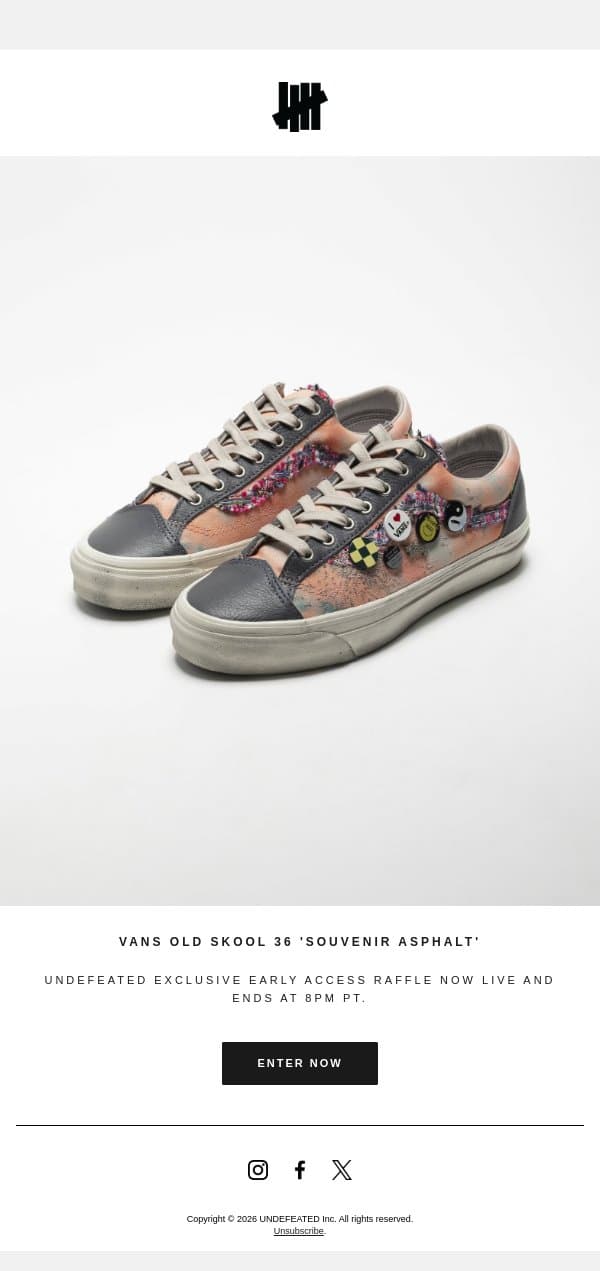 Vans Old Skool 36 'Souvenir Asphalt' - Early Access Raffle Now Live email from Undefeated screenshot