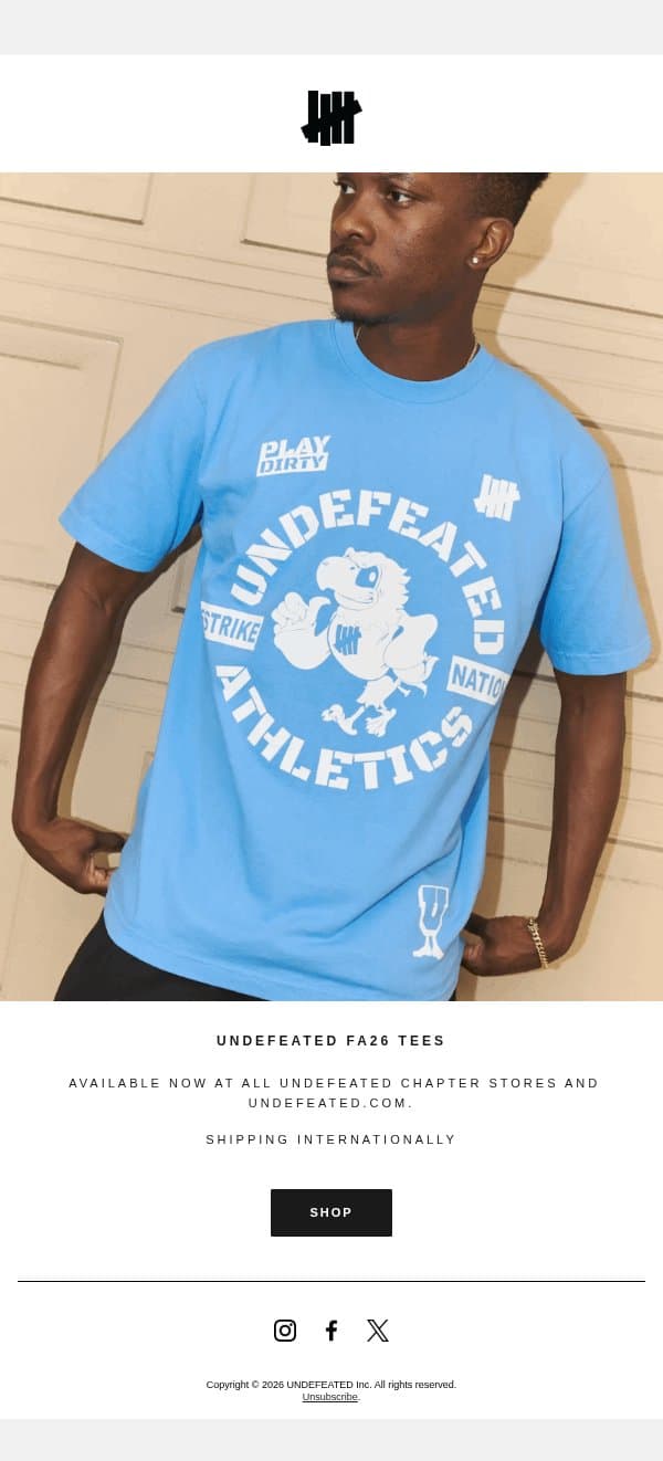 UNDEFEATED Fall '26 Tees - Available Now email from Undefeated screenshot
