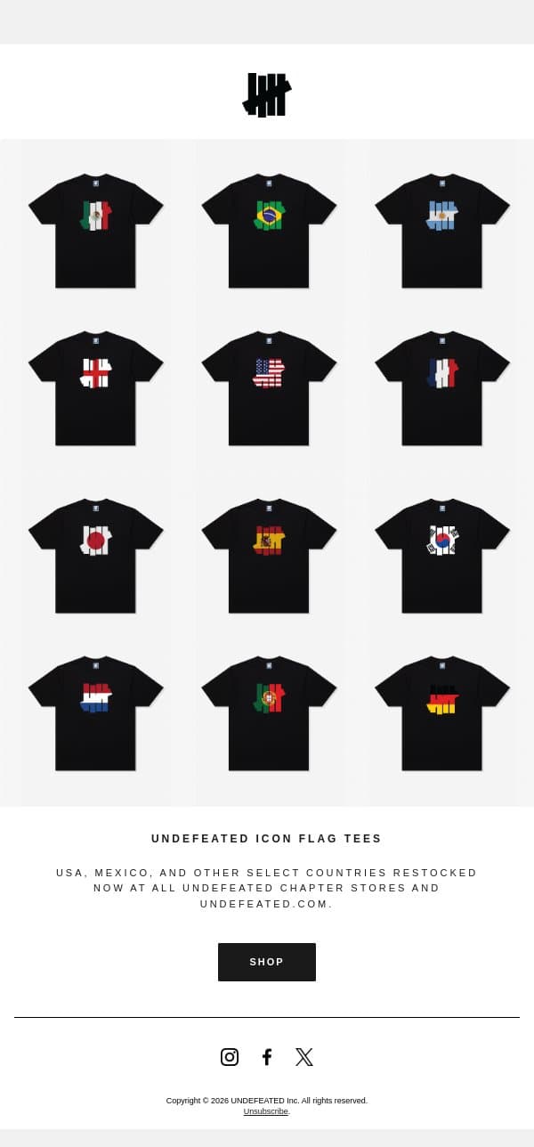 UNDEFEATED Icon Flag Tees - RESTOCKED email from Undefeated screenshot