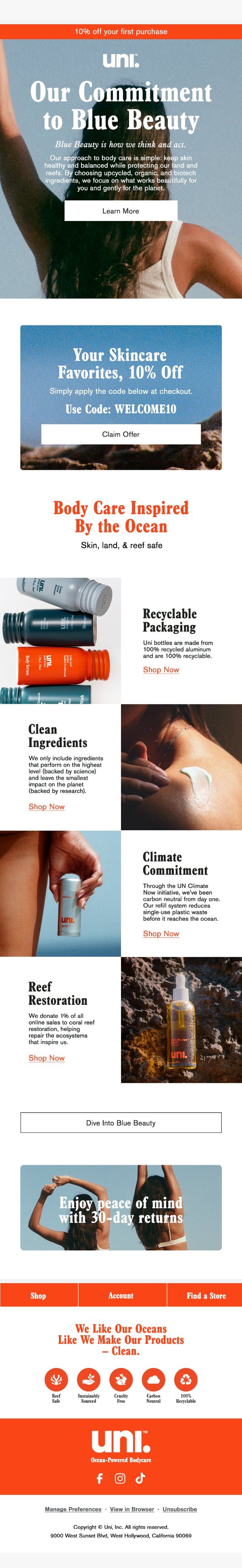 Good for You, Good for the Planet email from Uni screenshot