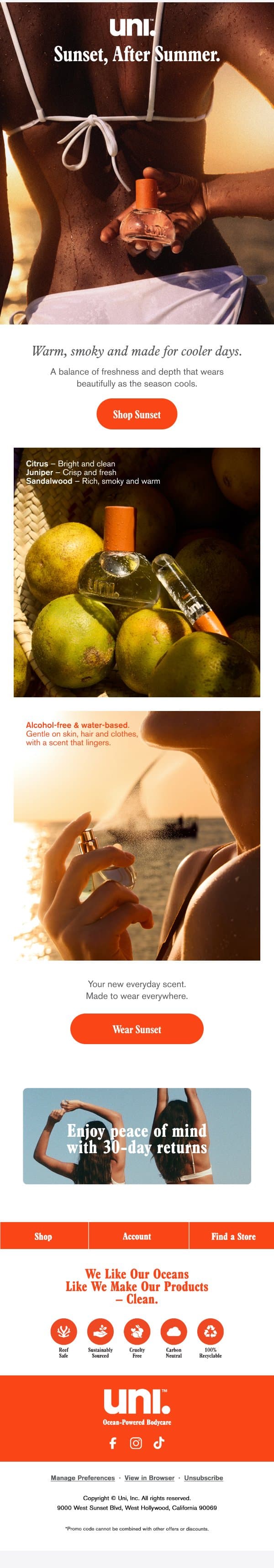 A Warmer Side of Sunset. email from Uni screenshot