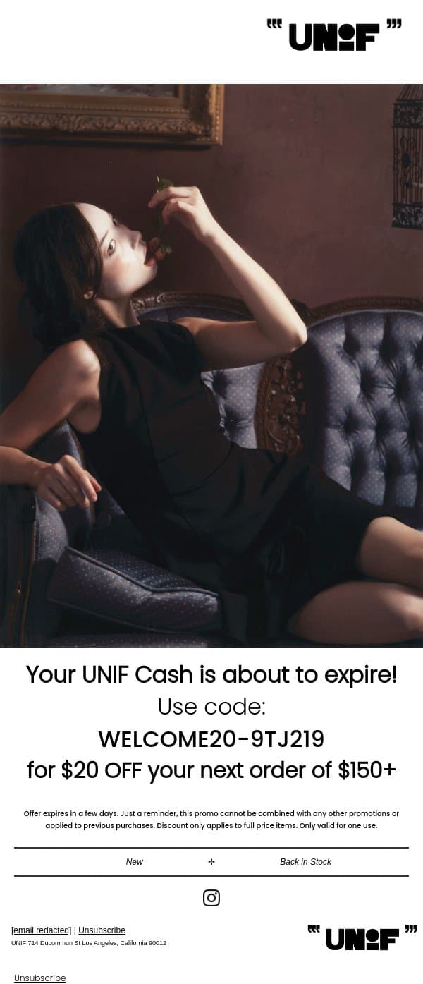 .:*☆ Your UNIF Cash is set to expire °☆.。 email from UNIF screenshot