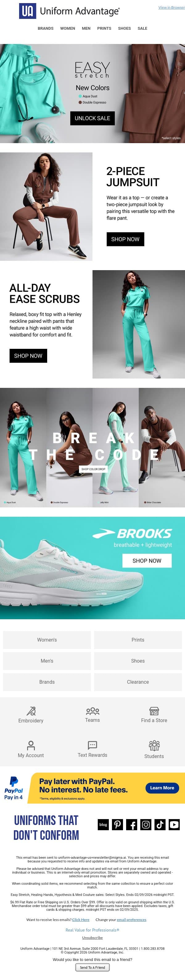 Vibe Check: Are you feeling Aqua or Espresso today? email from Uniform Advantage screenshot