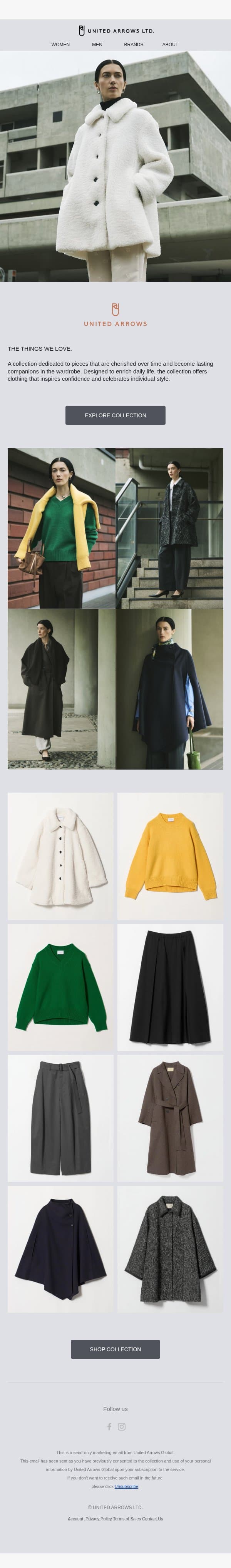 UNITED ARROWS WOMEN WINTER 2026 email from United Arrows Men screenshot