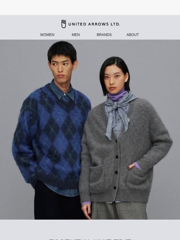 The Knitwear Edit for Cooler Days email from United Arrows Men