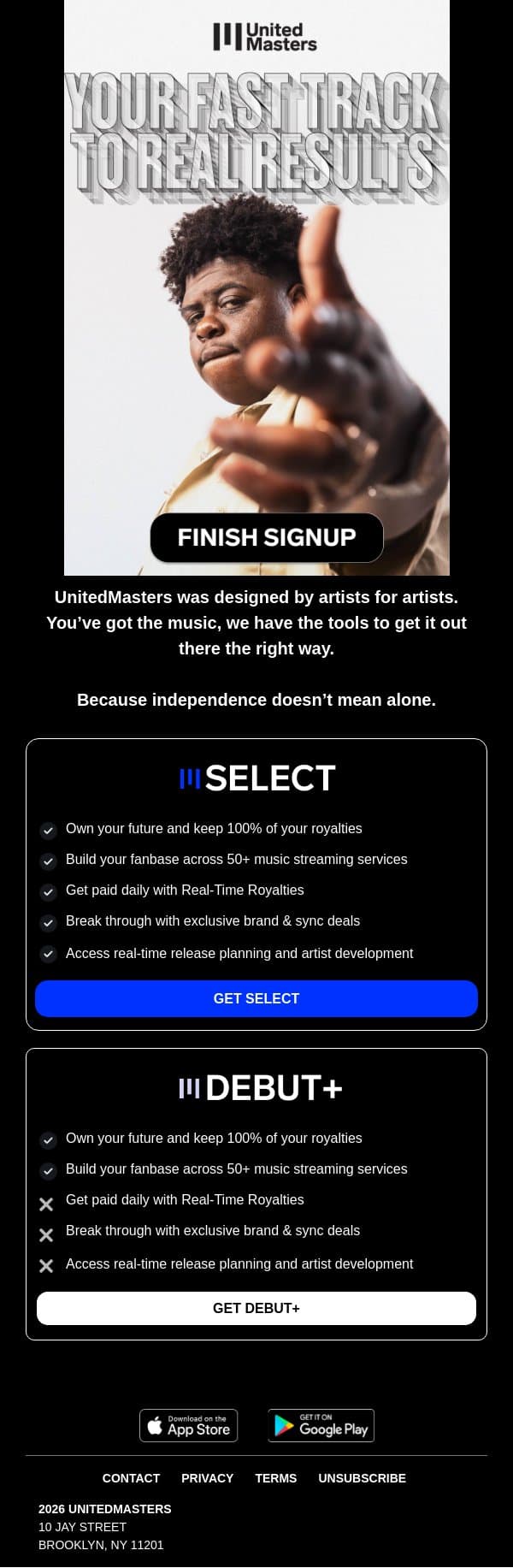 Forgot something? π email from UnitedMasters screenshot