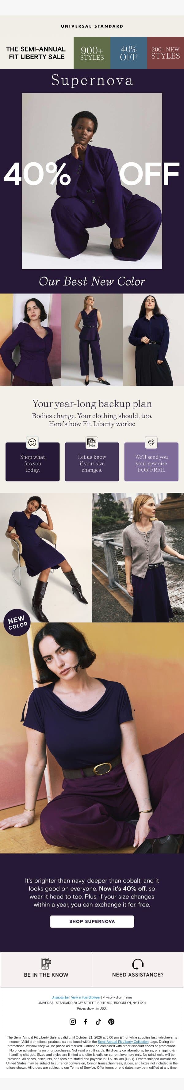 Our BEST new color is 40% OFF email from Universal Standard screenshot