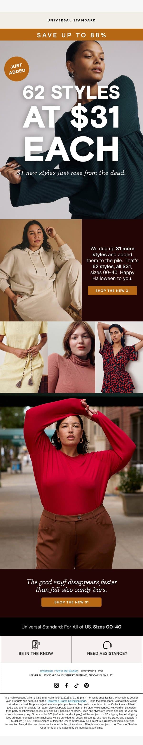 π» 31 NEW STYLES ADDED. All $31. email from Universal Standard screenshot