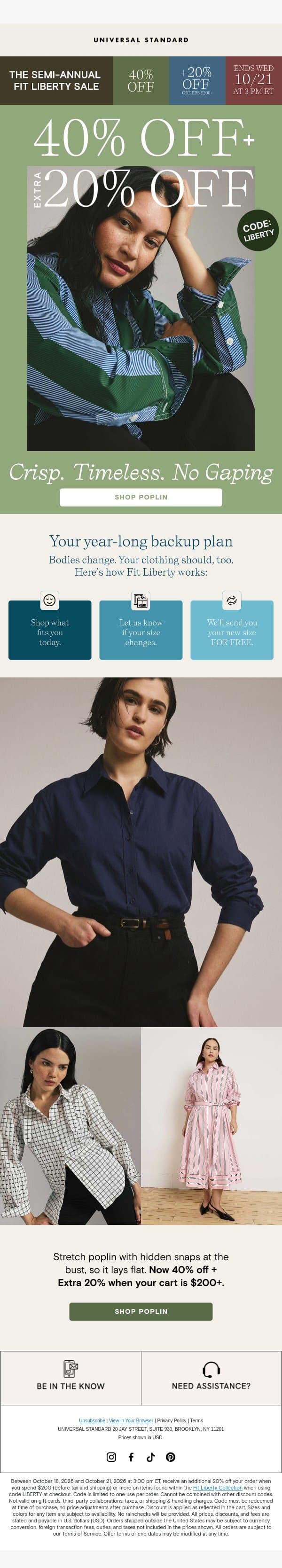 DOUBLE DISCOUNTS: Crispiest Styles email from Universal Standard screenshot