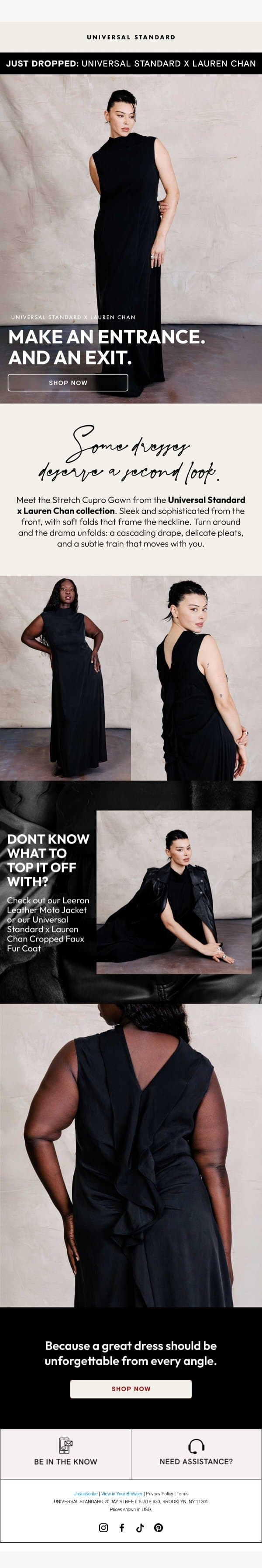 The Dress That Makes an Exit email from Universal Standard screenshot