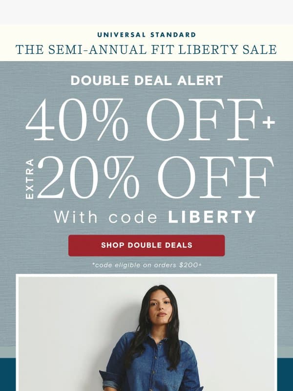 Double Discount Alert email from Universal Standard