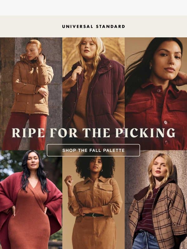 Fall Is Serving Up It's Richest Colors email from Universal Standard