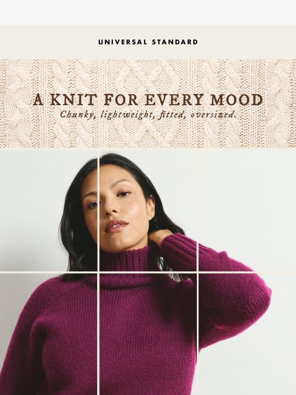 Knit Happens email from Universal Standard