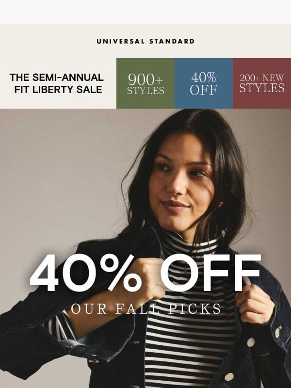 Top Picks for Fall = 40% OFF email from Universal Standard