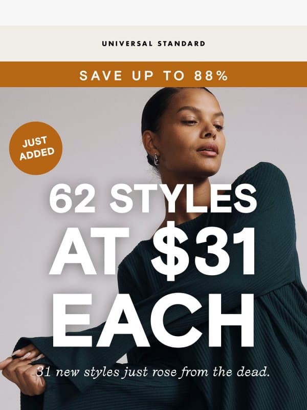 👻 31 NEW STYLES ADDED. All $31. email from Universal Standard