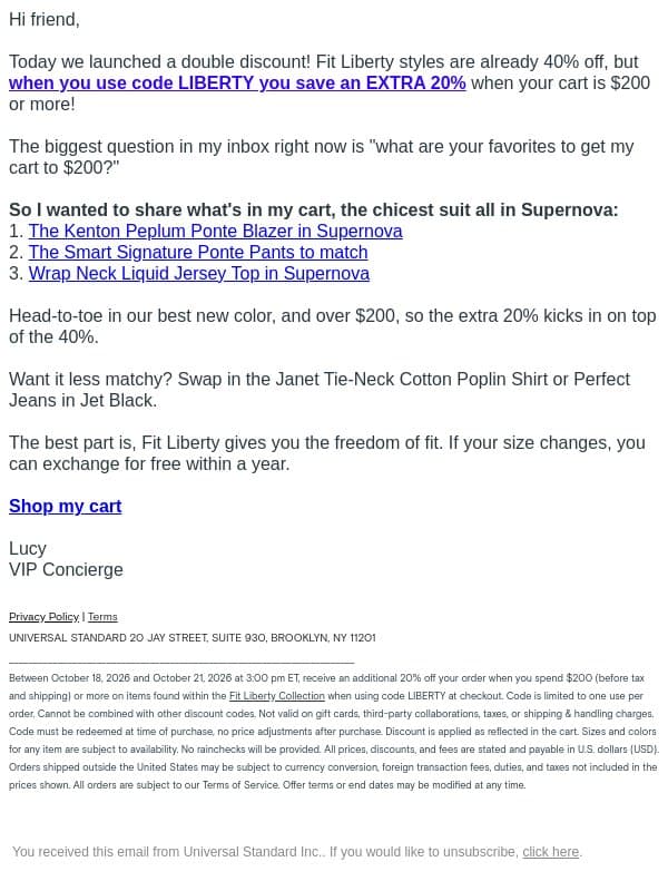 My picks, now 40% + extra 20% off email from Universal Standard