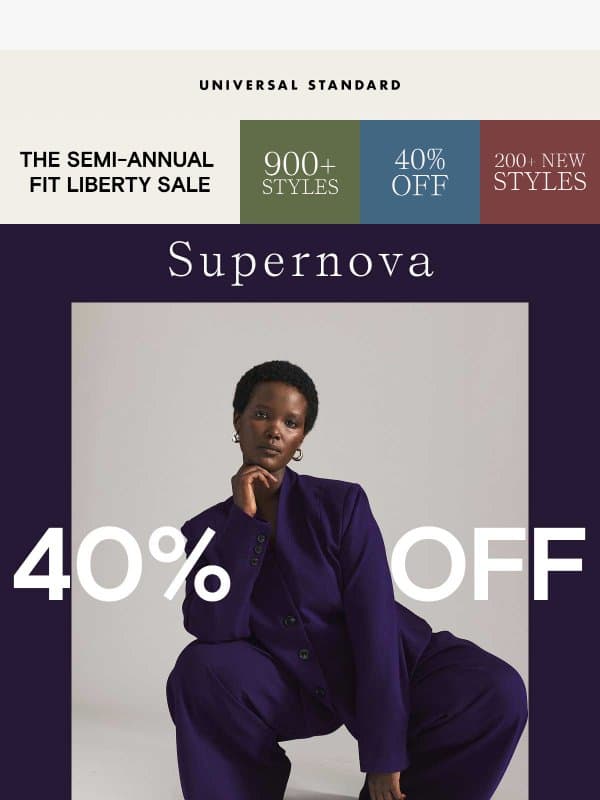 Our BEST new color is 40% OFF email from Universal Standard