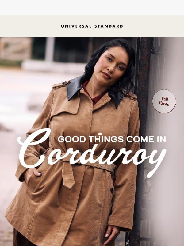 Corduroy Is Having a Moment email from Universal Standard