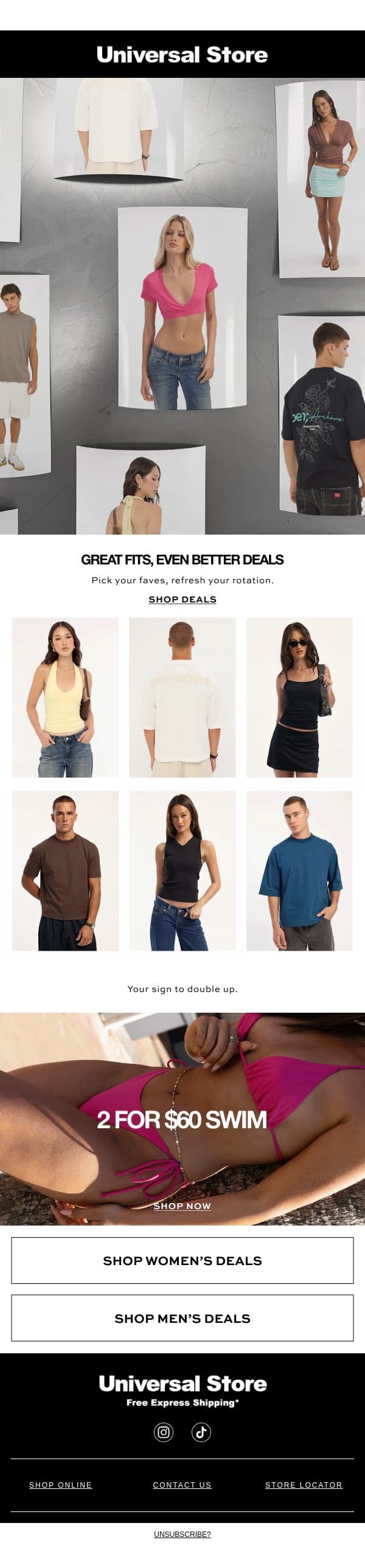 Deals? Don't Mind If We Do. email from Universal Store screenshot