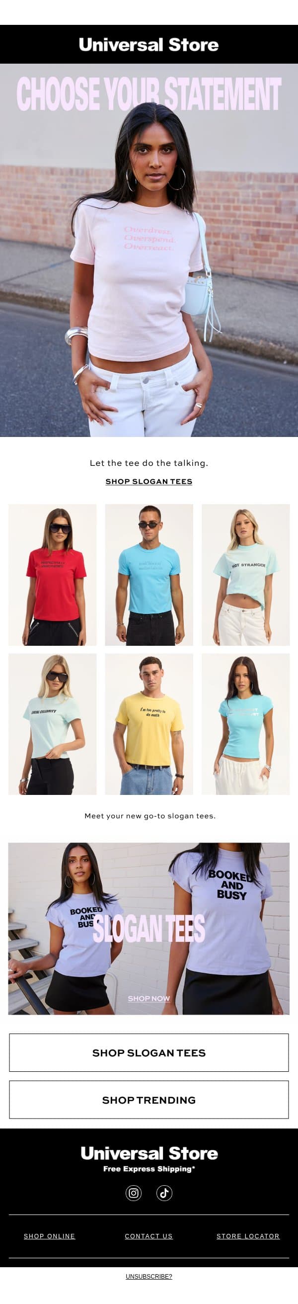 Say It With A Tee email from Universal Store screenshot