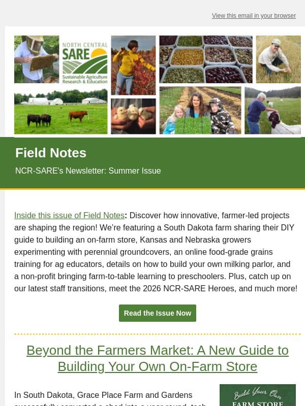 Field Notes: A Newsletter from NCR-SARE email from University of Minnesota