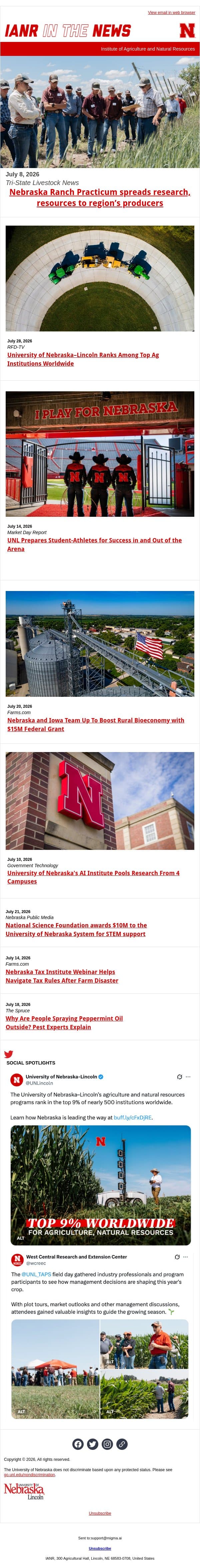 IANR in the National News | July Roundup π email from University of Nebraska-Lincoln screenshot