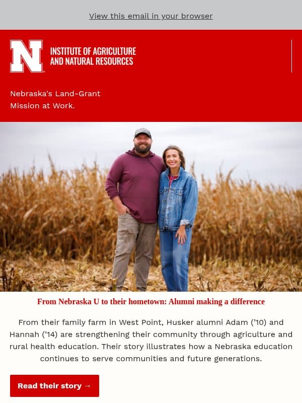 Agriculture + Natural Resources News from Nebraska email from University of Nebraska-Lincoln