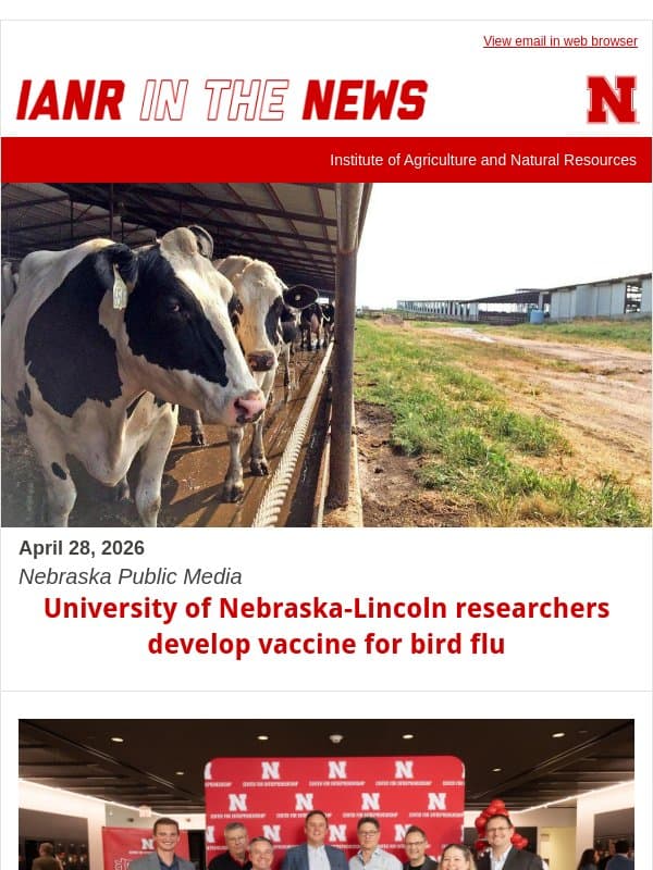 Nebraska in the national news: April 2026 email from University of Nebraska-Lincoln