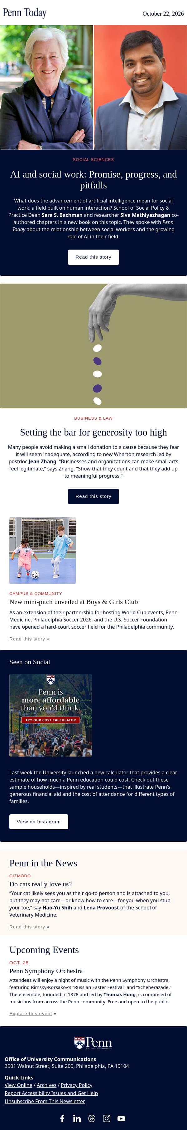 AI and social work email from University of Pennsylvania screenshot