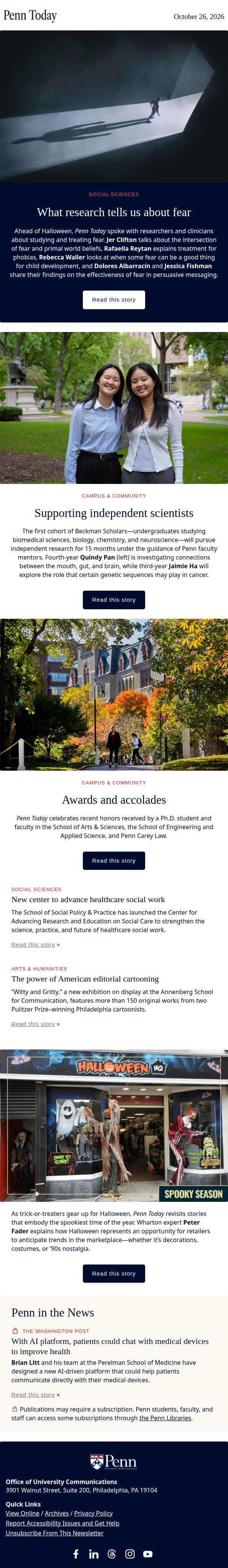 Boo! 👻 What research tells us about fear email from University of Pennsylvania screenshot