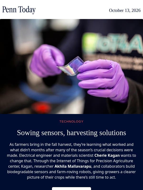 Evaluating crop health ahead of harvest email from University of Pennsylvania