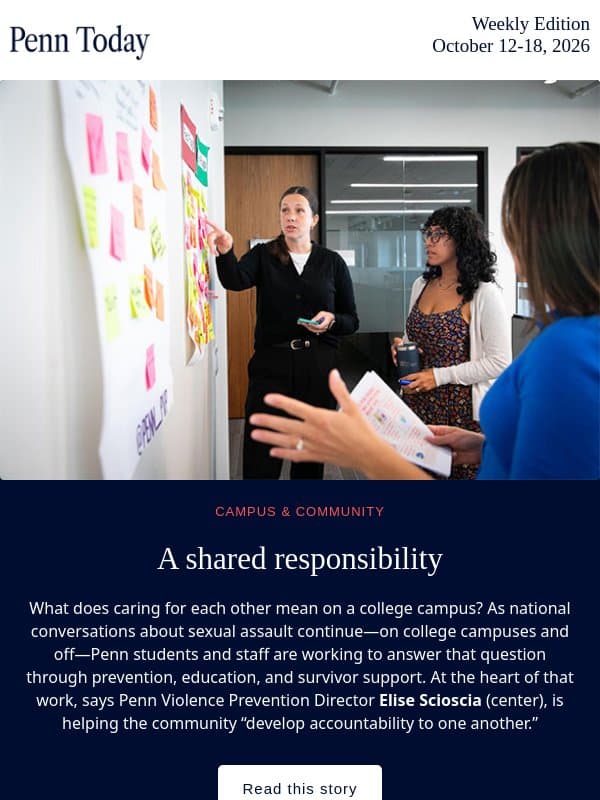 A shared responsibility; access to a Penn education; investing in financial aid email from University of Pennsylvania