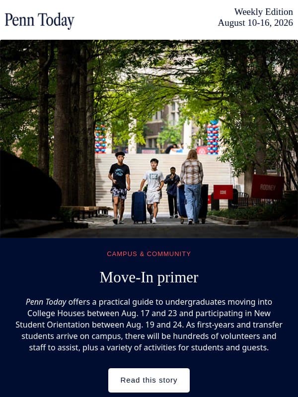 August 10-16, 2026 email from University of Pennsylvania