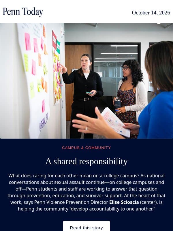 A shared responsibility email from University of Pennsylvania