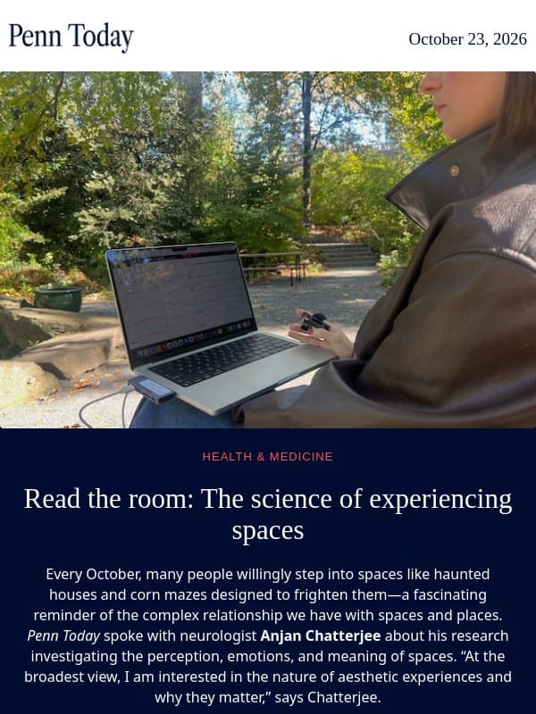 The science of experiencing spaces email from University of Pennsylvania