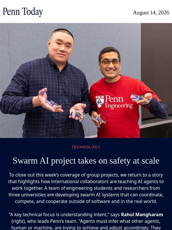 Swarm AI project takes on safety at scale email from University of Pennsylvania