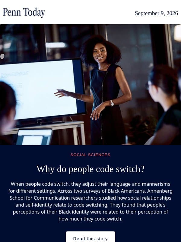 Why do people code switch? email from University of Pennsylvania
