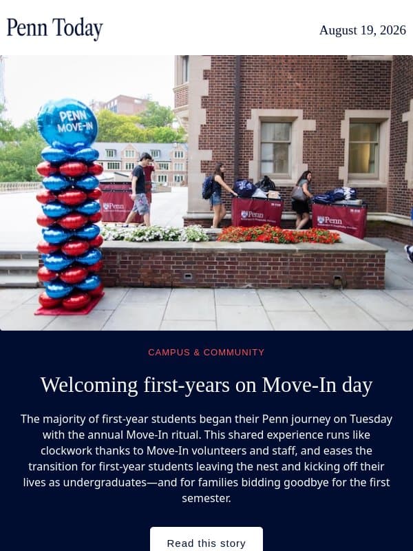 Penn first-years arrive on campus email from University of Pennsylvania